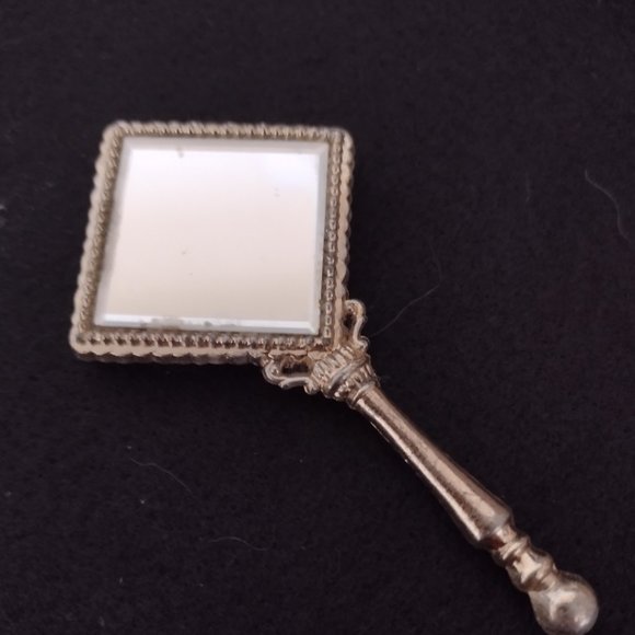 Elegant Golden Metal Rhinestone Pocket Mirror - Picture 3 of 3